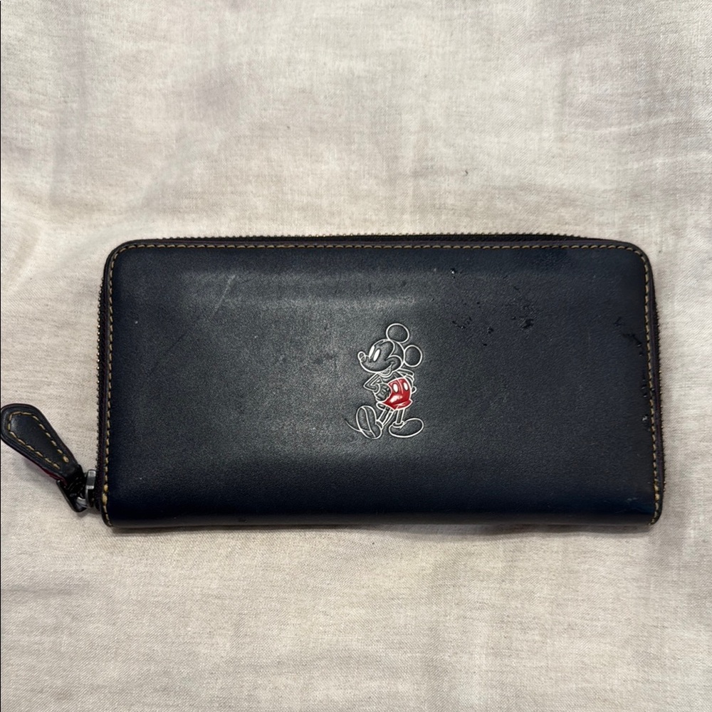 Black Coach X Disney wallet with Mickey Mouse